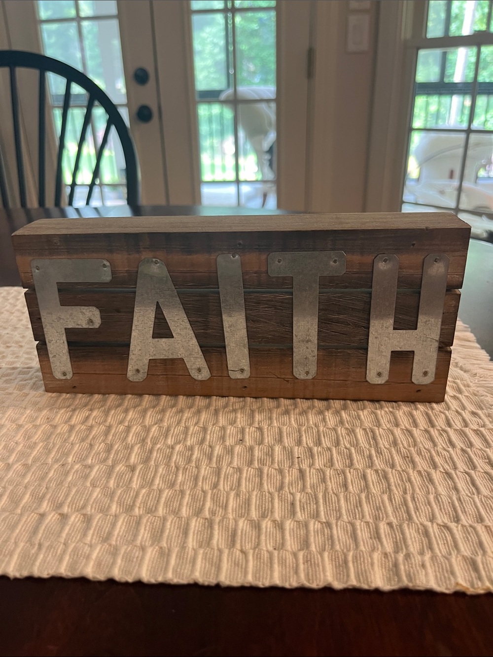 FAITH Wooden Block Sign with Metal Letters